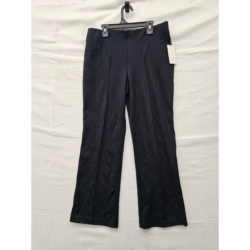 A New Day Womens Pull On Flare Pants Black Rayon Blend Casual Size Medium